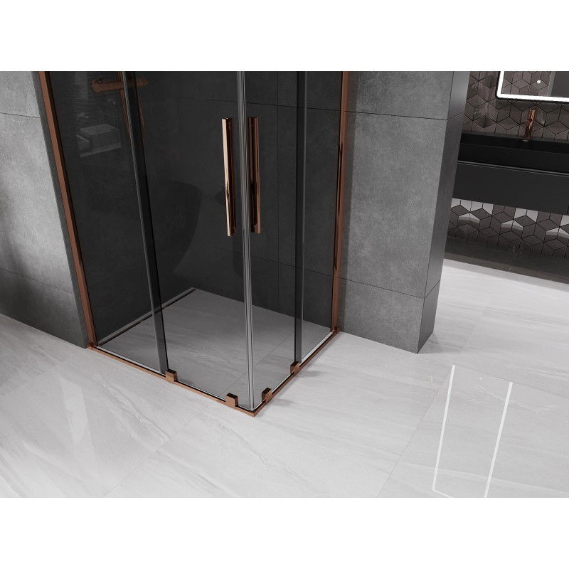 Mexen Velar Duo sliding shower cabin 90 x 80 cm, graphite, rose gold - 871-090-080-42-60