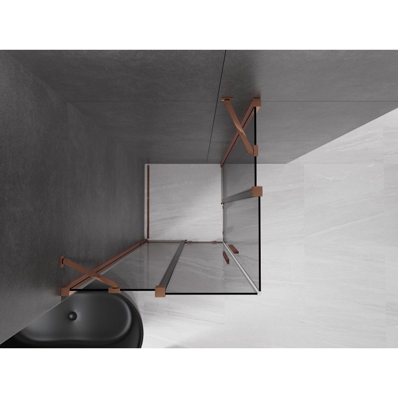 Mexen Velar Duo sliding shower enclosure 90 x 90 cm, graphite, rose gold - 871-090-090-42-60