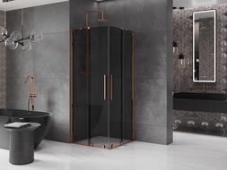 Mexen Velar Duo shower enclosure sliding 100 x 100 cm, graphite, rose gold - 871-100-100-42-60