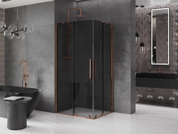 Mexen Velar Duo sliding shower cabin 90 x 80 cm, graphite, rose gold - 871-090-080-42-60