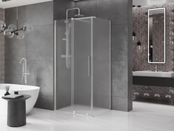 Mexen Velar sliding shower enclosure 90 x 80 cm, frost, brushed nickel - 871-090-080-31-97