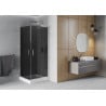 Mexen Rio square shower enclosure 80 x 80 cm, graphite, chrome + Rio shower tray, white - 860-080-080-01-40-4510