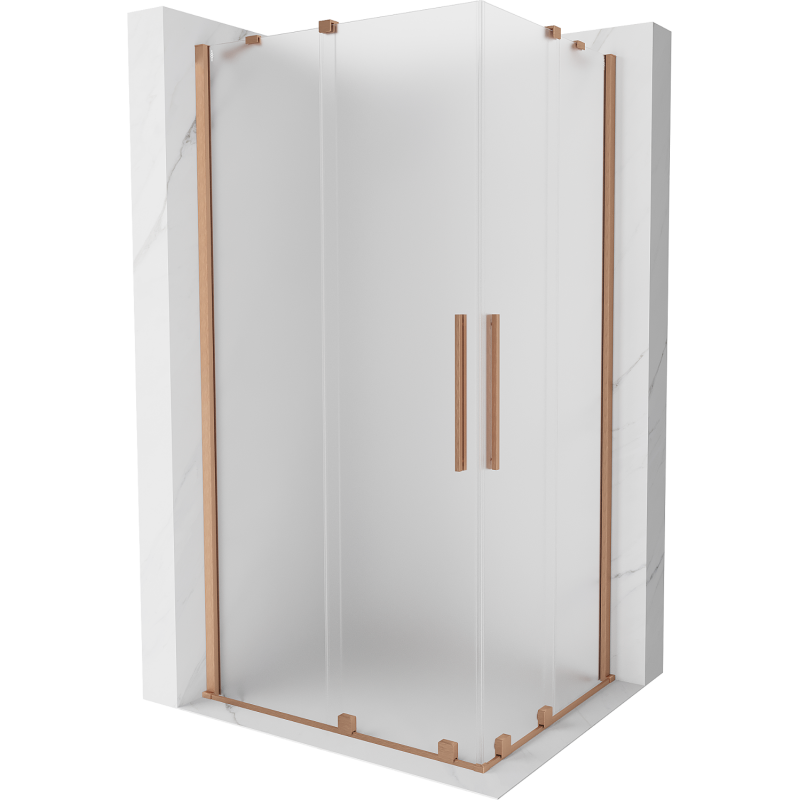 Mexen Velar Duo sliding shower enclosure 90 x 80 cm, frosted, brushed copper - 871-090-080-32-65