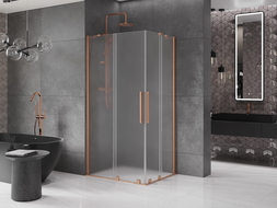 Mexen Velar Duo sliding shower cabin 100 x 90 cm, frosted, brushed copper - 871-100-090-32-65