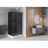 Mexen Rio square shower cubicle 90 x 90 cm, Graphite, Chrome + shower tray Rio, White - 860-090-090-01-40-4510