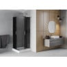 Mexen Rio square shower cubicle 90 x 90 cm, Graphite, Chrome + shower tray Rio, White - 860-090-090-01-40-4510