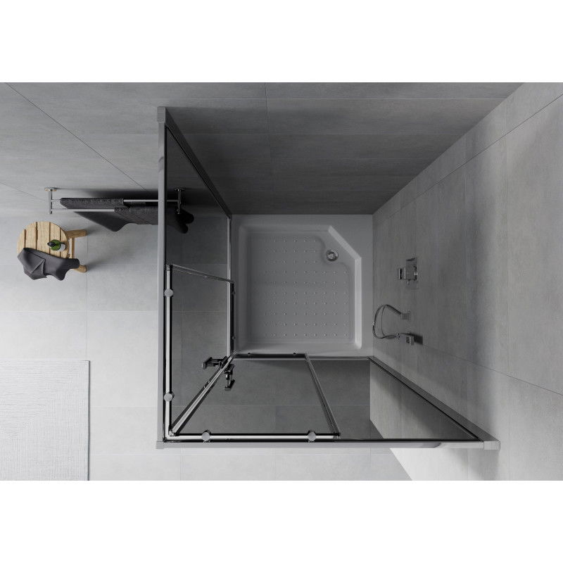 Mexen Rio square shower cabin 90 x 90 cm, graphite, chrome + Rio shower tray, white - 860-090-090-01-40-4510