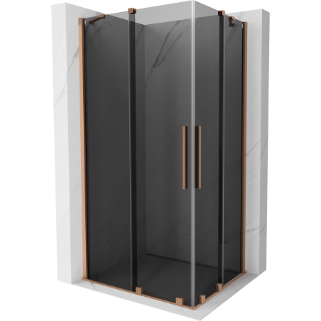 Mexen Velar Duo sliding shower cabin 90 x 80 cm, graphite, brushed copper - 871-090-080-42-65