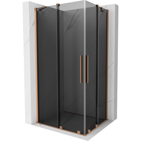 Mexen Velar Duo Sliding Shower Enclosure 90 x 80 cm, Graphite, Brushed Copper - 871-090-080-42-65