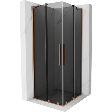 Mexen Velar Duo sliding shower enclosure 100 x 100 cm, graphite, brushed copper - 871-100-100-42-65
