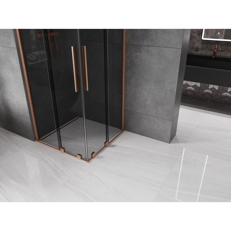 Mexen Velar Duo sliding shower cabin 100 x 100 cm, graphite, brushed copper - 871-100-100-42-65