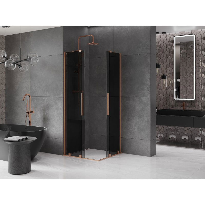 Mexen Velar Duo sliding shower cabin 80 x 80 cm, graphite, brushed copper - 871-080-080-42-65