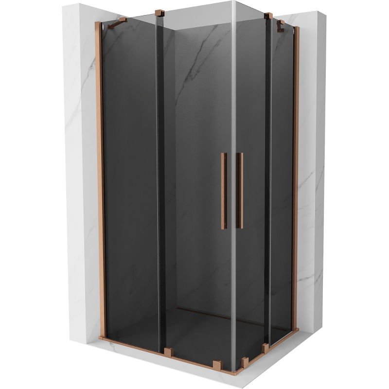 Mexen Velar Duo sliding shower enclosure 100 x 90 cm, graphite, brushed copper - 871-100-090-42-65