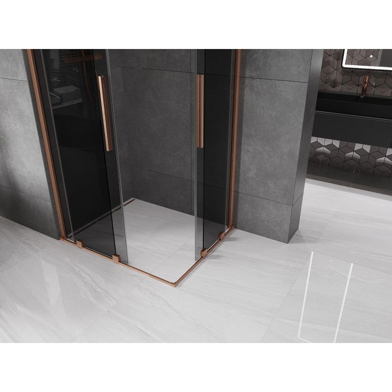 Mexen Velar Duo sliding shower enclosure 100 x 90 cm, graphite, brushed copper - 871-100-090-42-65