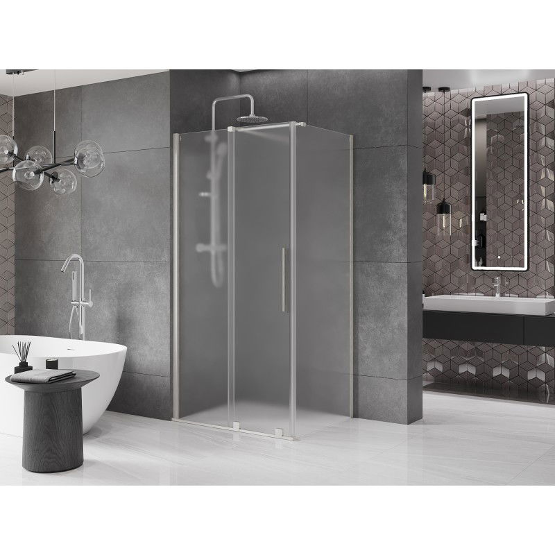 Mexen Velar sliding shower enclosure 110 x 120 cm, frost, brushed nickel - 871-110-120-31-97