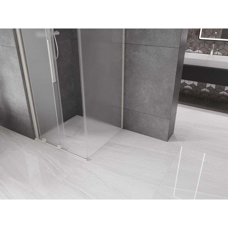 Mexen Velar sliding shower enclosure 110 x 110 cm, frost, brushed nickel - 871-110-110-31-97