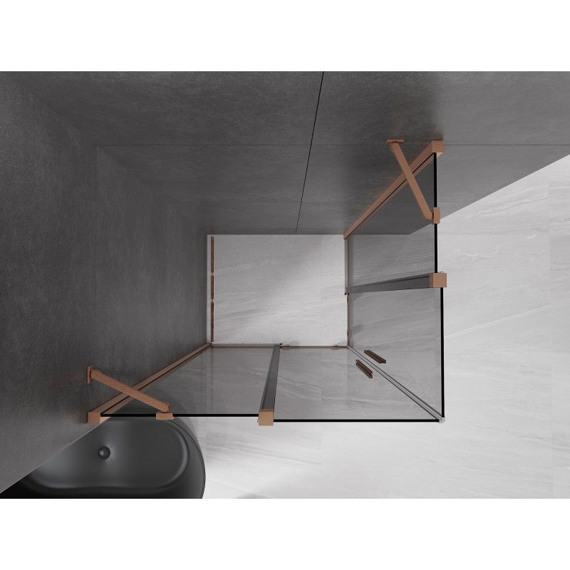 Mexen Velar Duo Sliding Shower Enclosure 90 x 80 cm, Graphite, Brushed Copper - 871-090-080-42-65