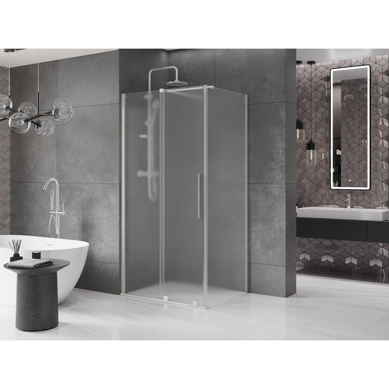 Mexen Velar sliding shower cabin 120 x 100 cm, frost, brushed nickel - 871-120-100-31-97