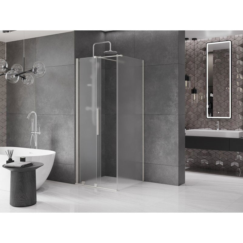Mexen Velar sliding shower cabin 120 x 120 cm, frost, brushed nickel - 871-120-120-31-97