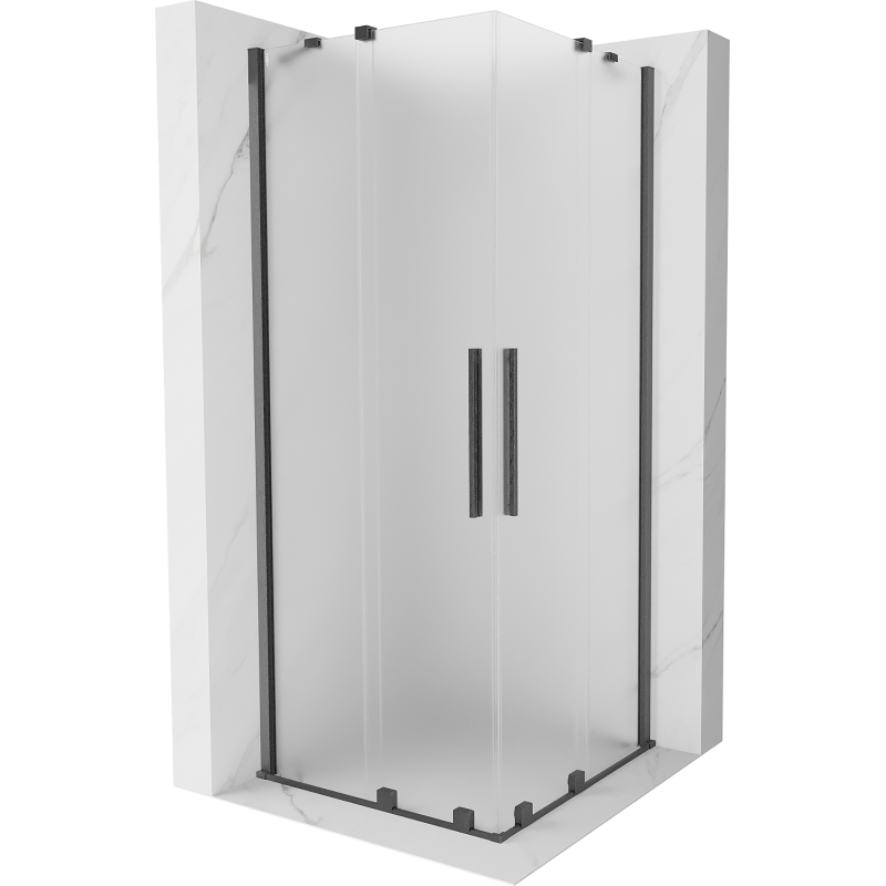 Mexen Velar Duo sliding shower cabin 80 x 80 cm, frost, brushed gun gray - 871-080-080-32-66