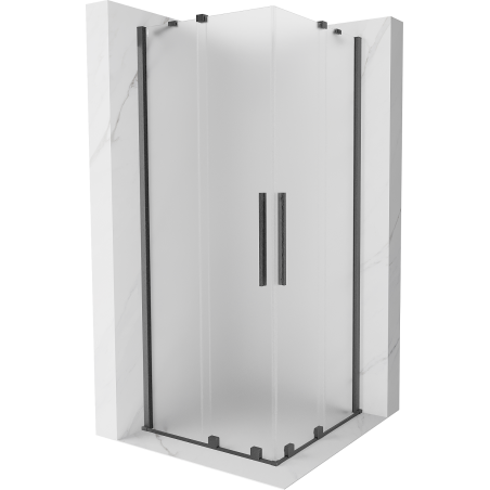 Mexen Velar Duo sliding shower enclosure 90 x 90 cm, frosted, brushed gun gray - 871-090-090-32-66