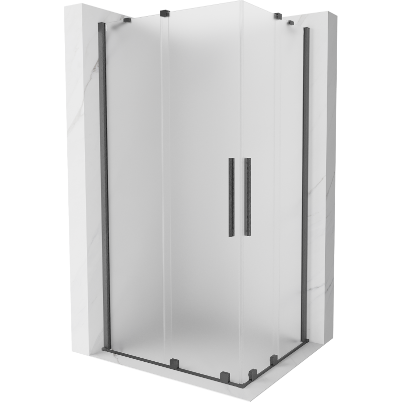 Mexen Velar Duo sliding shower cabin 100 x 90 cm, frost, brushed gun gray - 871-100-090-32-66