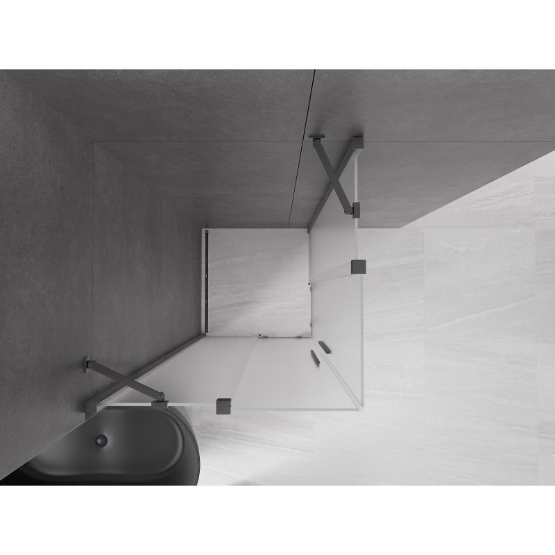 Mexen Velar Duo sliding shower cabin 90 x 90 cm, frost, brushed gun gray - 871-090-090-32-66