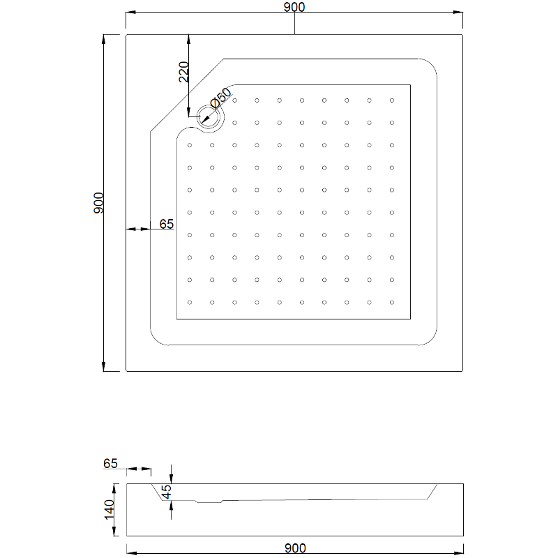 Mexen Rio square shower cabin 90 x 90 cm, transparent, black + shower tray, white - 860-090-090-70-00-4510