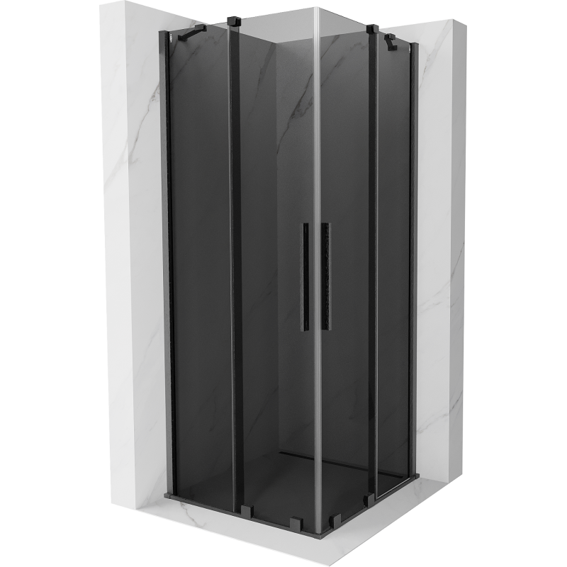 Mexen Velar Duo sliding shower cabin 80 x 80 cm, graphite, brushed gun gray - 871-080-080-42-66