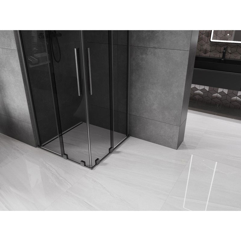 Mexen Velar Duo sliding shower cabin 80 x 80 cm, graphite, brushed gun gray - 871-080-080-42-66