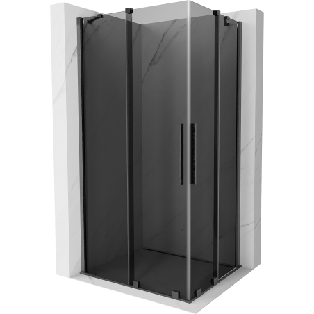 Mexen Velar Duo sliding shower enclosure 100 x 90 cm, graphite, brushed gun gray - 871-100-090-42-66