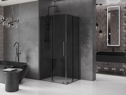 Mexen Velar Duo Sliding Shower Cabin 90 x 80 cm, Graphite, Brushed Gun Gray - 871-090-080-42-66