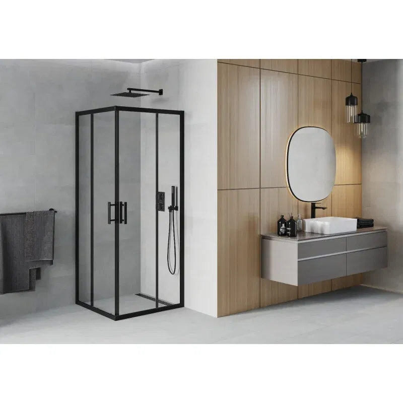 Mexen Rio Square Shower Enclosure 70 x 70 cm, Transparent, Black - 860-070-070-70-00