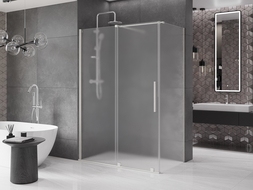Mexen Velar sliding shower enclosure 140 x 80 cm, frosted, brushed nickel - 871-140-080-31-97