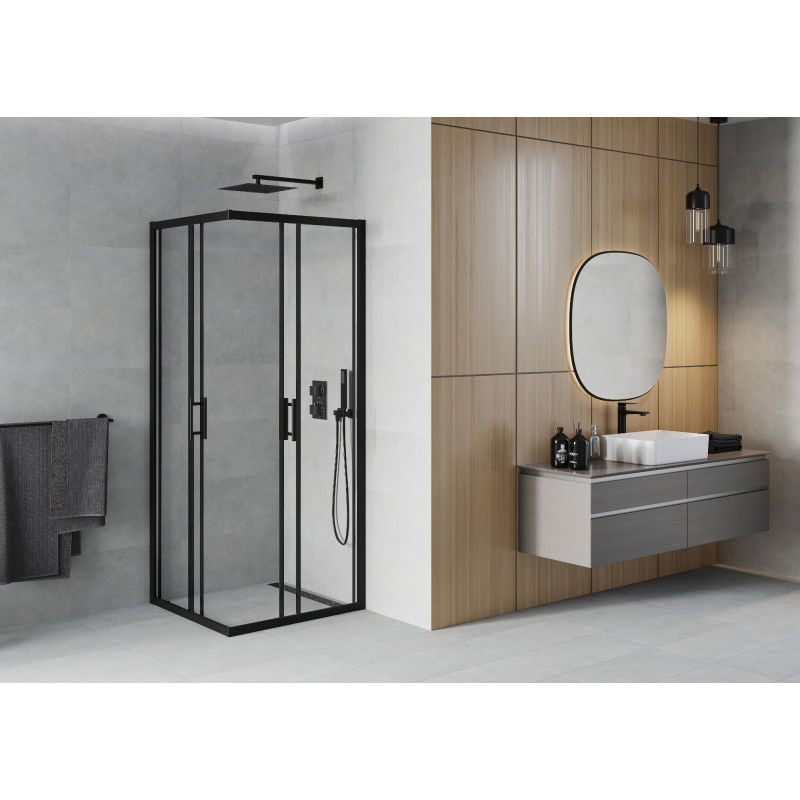 Mexen Rio square shower enclosure 80 x 80 cm, transparent, black - 860-080-080-70-00