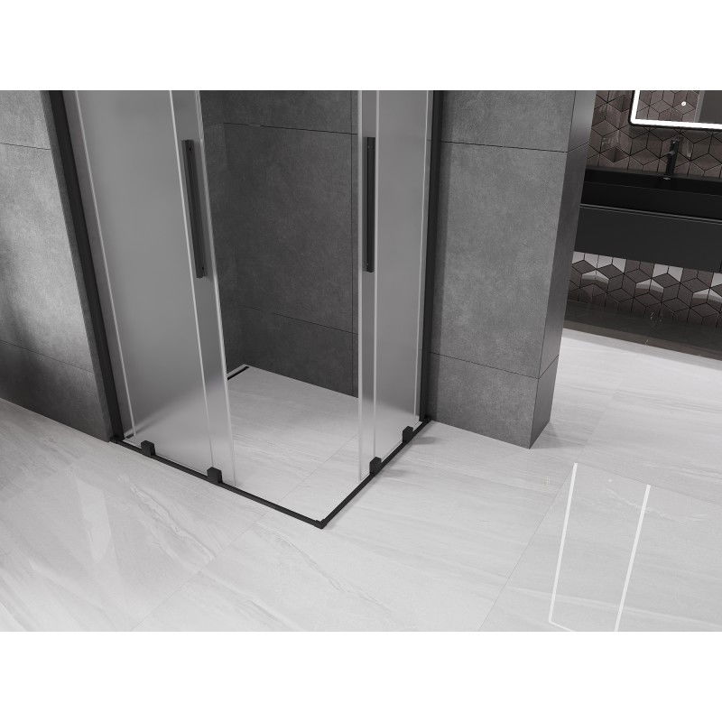 Mexen Velar Duo sliding shower cabin 90 x 80 cm, frosted, black - 871-090-080-32-70