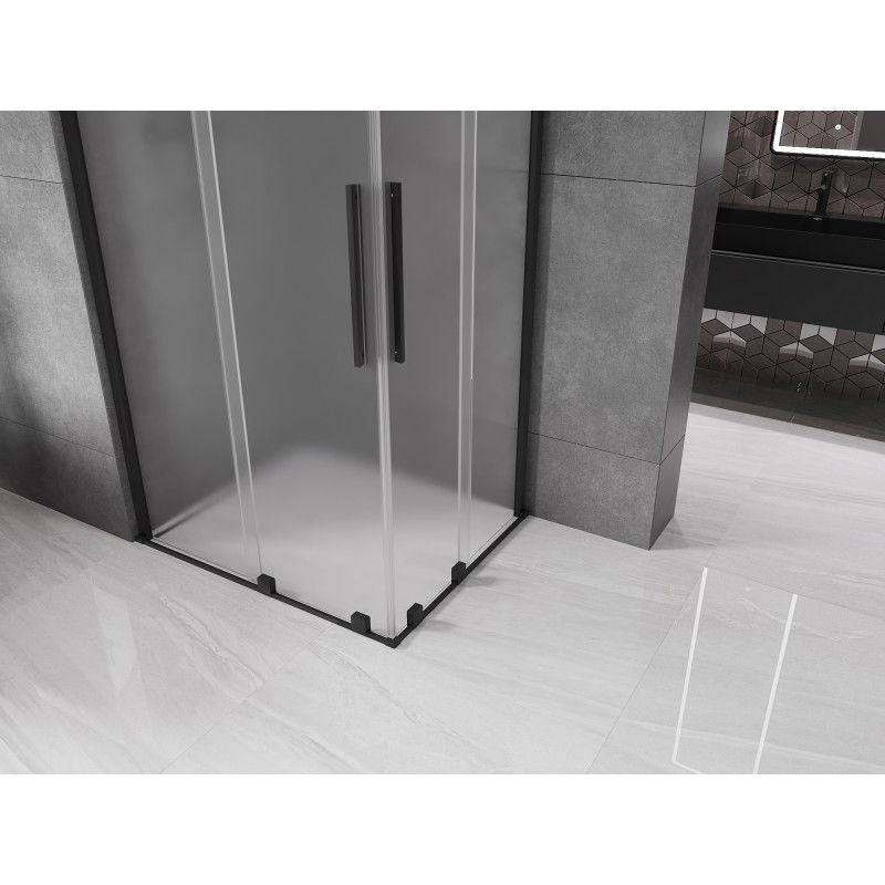 Mexen Velar Duo sliding shower enclosure 100 x 90 cm, frosted, black - 871-100-090-32-70