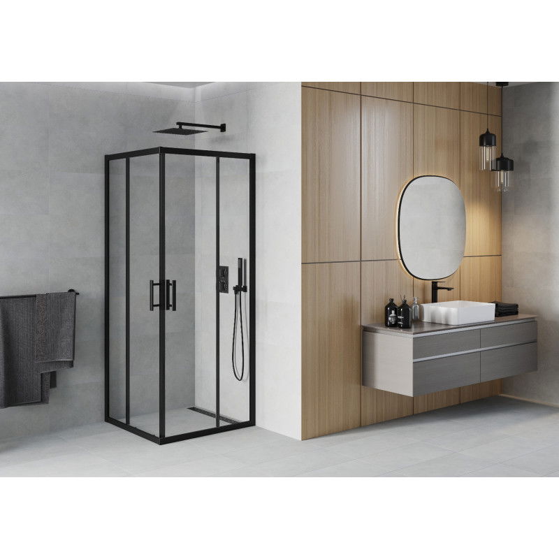 Mexen Rio Square Shower Cabin 90 x 90 cm, Transparent, Black - 860-090-090-70-00