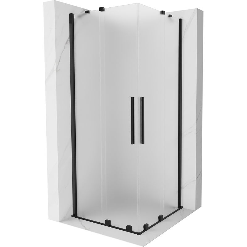 Mexen Velar Duo sliding shower enclosure 90 x 90 cm, frost, black - 871-090-090-32-70