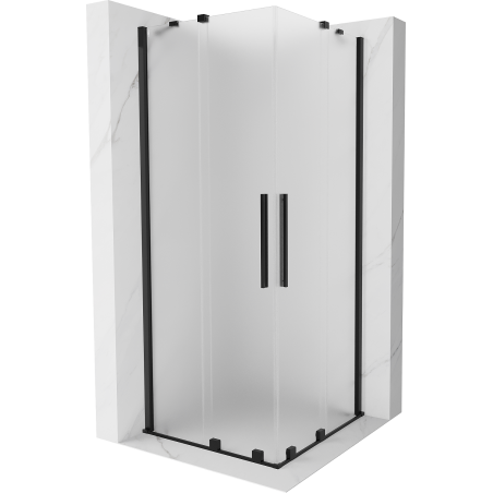 Mexen Velar Duo sliding shower cabin 90 x 90 cm, frost, black - 871-090-090-32-70