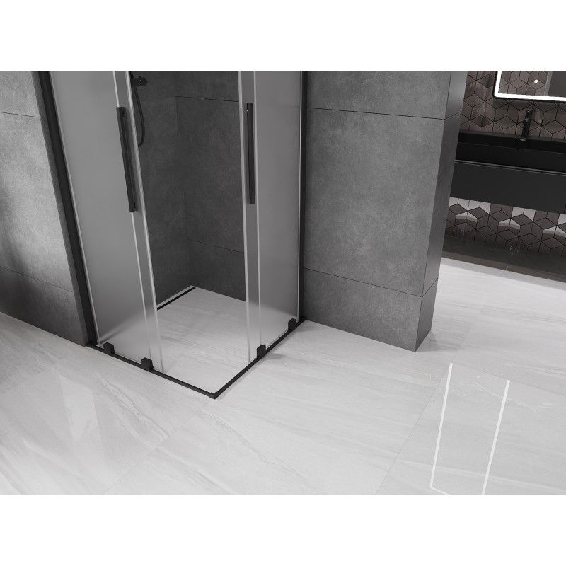 Mexen Velar Duo sliding shower enclosure 90 x 90 cm, frost, black - 871-090-090-32-70