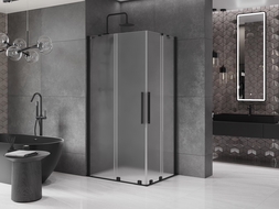 Mexen Velar Duo sliding shower cabin 90 x 80 cm, frost, black - 871-090-080-32-70