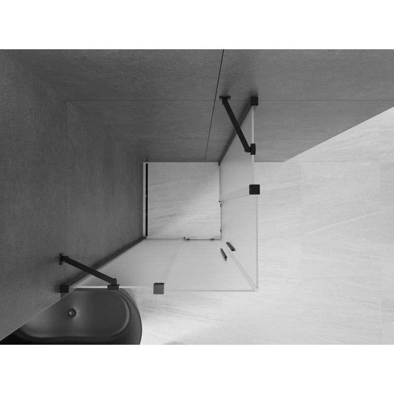 Mexen Velar Duo sliding shower enclosure 90 x 90 cm, frost, black - 871-090-090-32-70