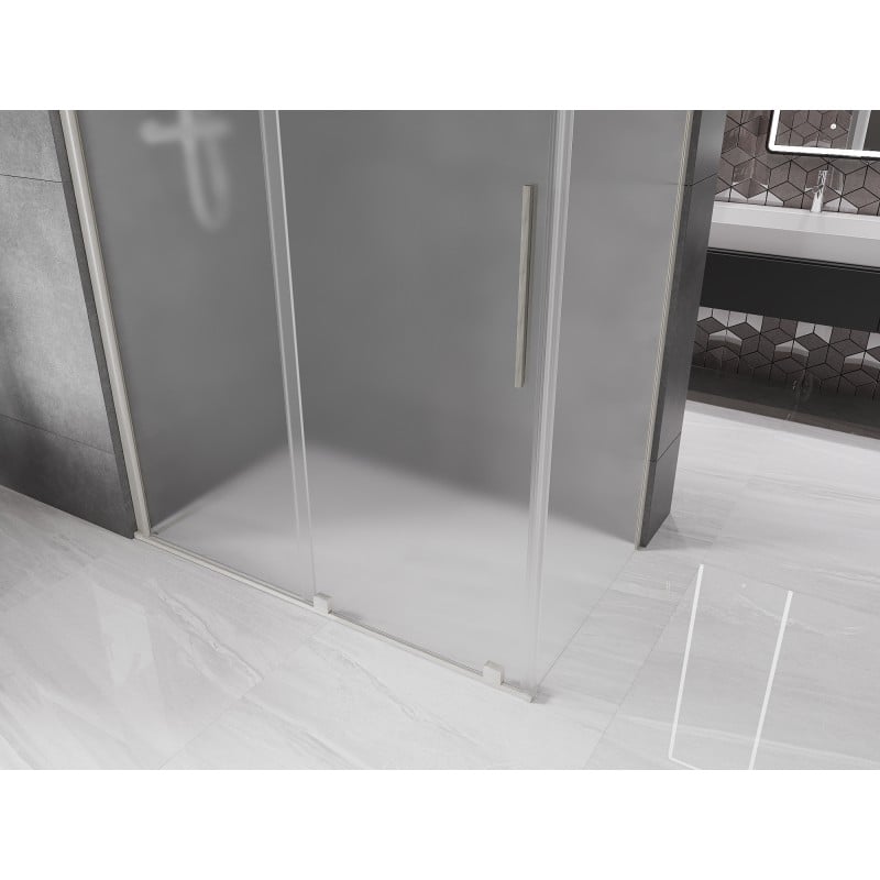 Mexen Velar Sliding Shower Cabin 150 x 85 cm, Frosted, Brushed Nickel - 871-150-085-31-97