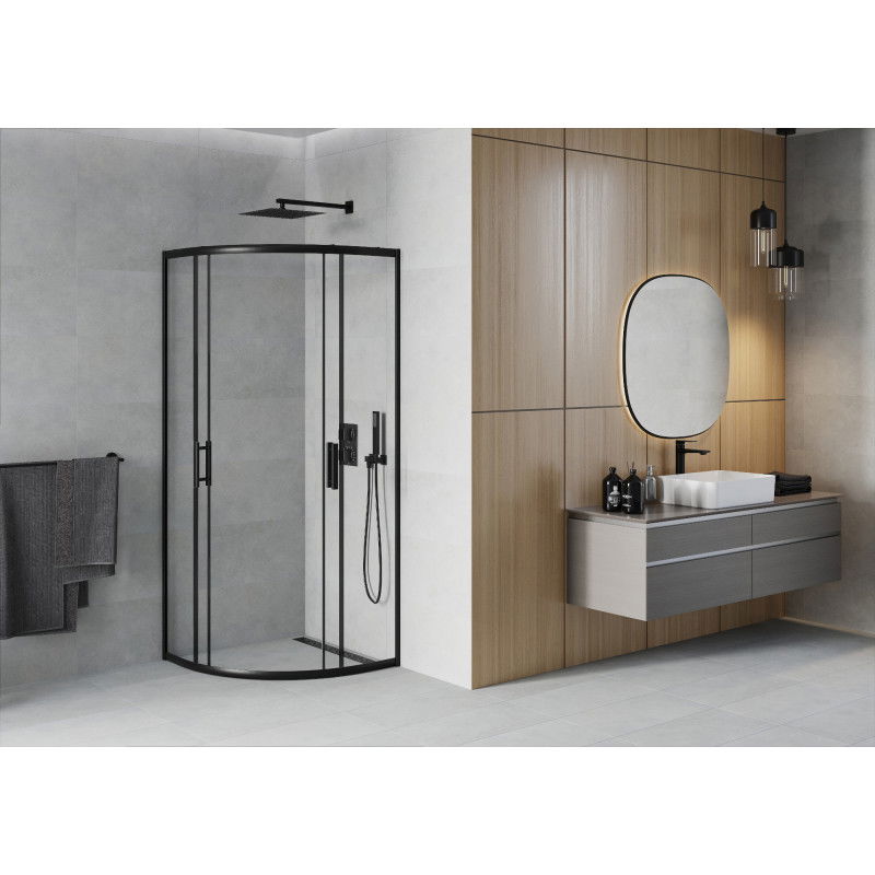 Mexen Rio semi-circular shower cabin 70 x 70 cm, transparent, black - 863-070-070-70-00