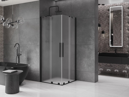 Mexen Velar Duo sliding shower cabin 80 x 80 cm, frost, black - 871-080-080-32-70