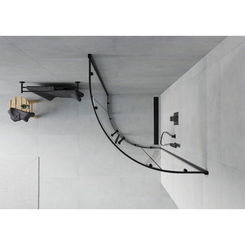 Mexen Rio semi-circular shower cabin 70 x 70 cm, transparent, black - 863-070-070-70-00