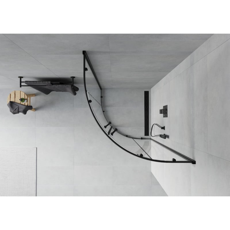 Mexen Rio semi-circular shower cabin 80 x 80 cm, transparent, black - 863-080-080-70-00