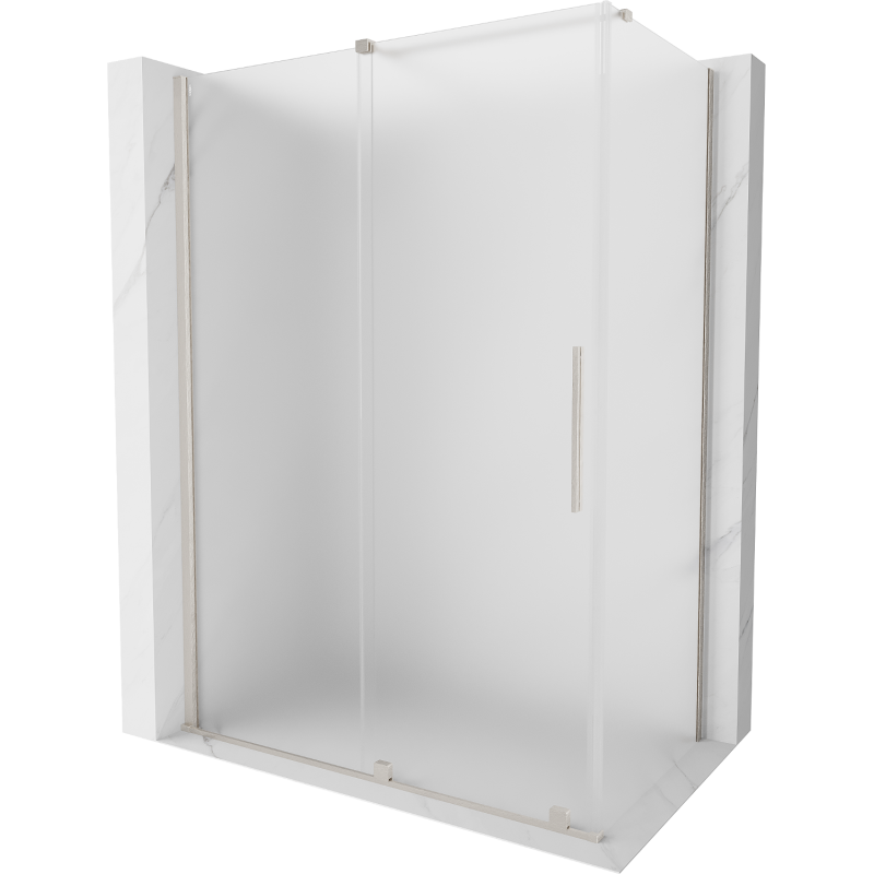 Mexen Velar 160 x 75 cm Sliding Shower Enclosure, Frosted, Brushed Nickel - 871-160-075-31-97