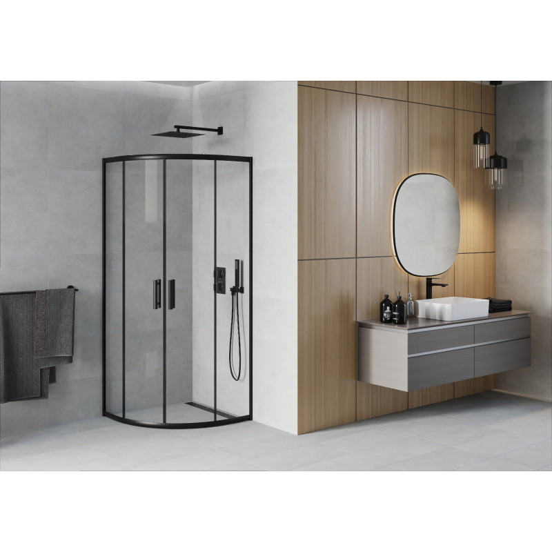 Mexen Rio semi-circular shower cabin 90 x 90 cm, transparent, black - 863-090-090-70-00